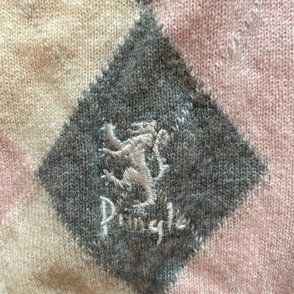 Pringle washable wool sweater l pink argyle - Picture 2 of 11
